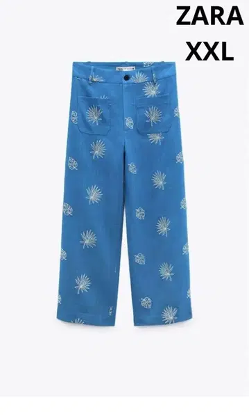 ZARA 자라 자수 큐롯 팬츠 2XL 블루 배송비 포함
