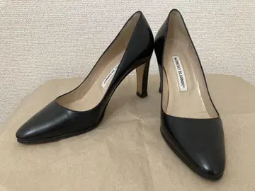 마놀로 블라닉 블랙 가죽 하이힐 펌프스 36