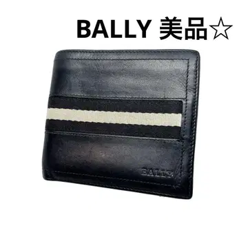 BALLY 새상품급 접이식 지갑 블랙 가죽 교통카드 지갑 카드 케이스