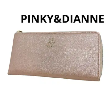 PINKY&DIANNE 장지갑 스톤 로고 핑크 계열 L자 지퍼