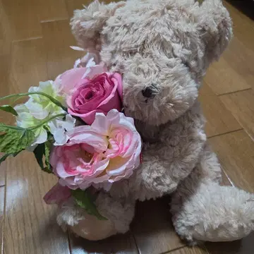 테디베어 꽃다발 포함 베이지 약 20cm