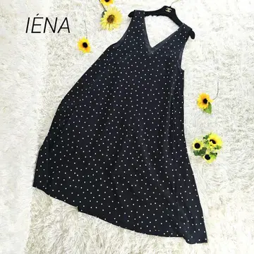 SLOBE IENA 도트 양면 V넥 A라인 원피스 블랙