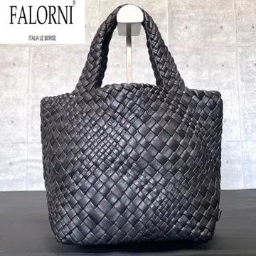 [새상품급] FALORNI BLACK 인트레차트 램 가죽 핸드백