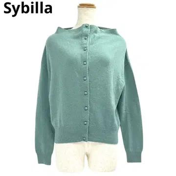 새상품급 Sybilla 가디건 캐시미어 울 M 그린 b5f004