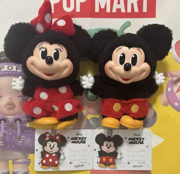 POPMART Mickey Minnie 봉제 인형 키체인