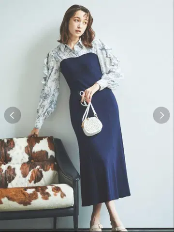 오픈 프릴 리브 원피스