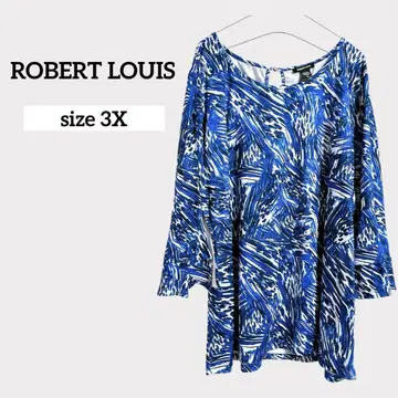ROBERT LOUIS 블루 계열 추상 패턴 튜닉 3X