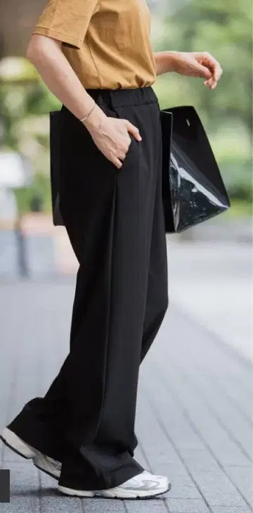 작은 체구 여성용 밑단 기장 수선 완료 이에나 하이 스트레치 이지 팬츠