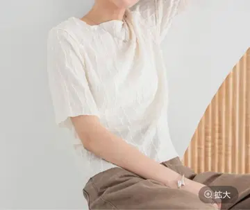 자카드 프린지 5S 로리즈팜 미사용 새상품 화이트 반팔 상의