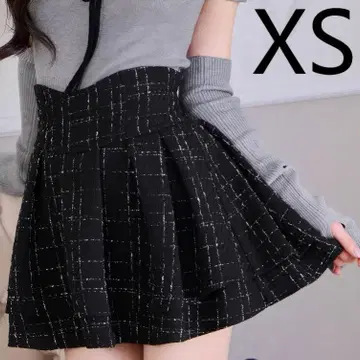새상품 당일 발송 미셸 마카롱 XS 슬림 레그 트위드 스커트 블랙