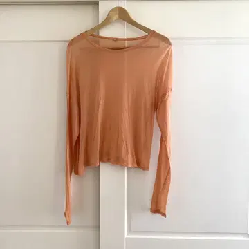 BASERANGE 시어 루즈 롱 슬리브 T 오렌지 XS