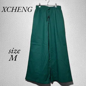 XCHENG 와이드 팬츠 M 그린 심플
