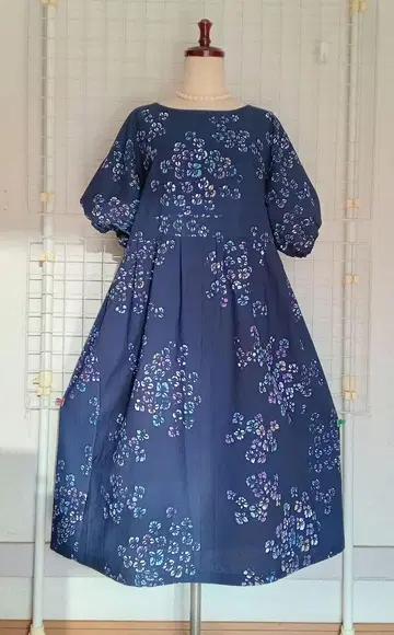 유카타 리메이크 롱 기장 원피스 로켄로쿠 염색 돌먼 슬리브 LL