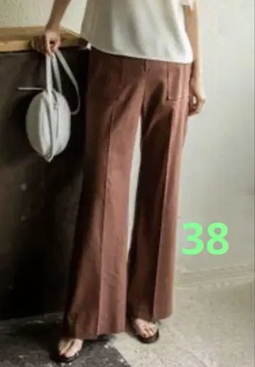 노블 린넨 스트레치 부츠 컷 팬츠 38