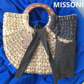 MISSONI 컨디션 최상 우드 핸들 등나무 바스켓백