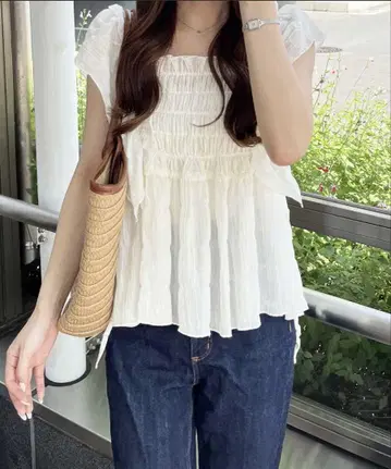 프릴 셔링 블라우스