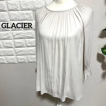 GLACIER 블라우스 샌드베이지 셔링 7부 소매 사라사라 M