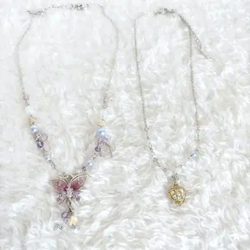 ANNA SUI 나비와 하트 목걸이 세트