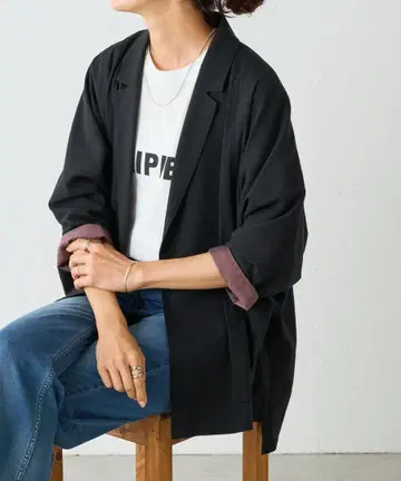 BEARDSLEY 블랙 시어 돌먼 자켓