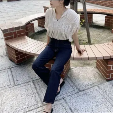 Ungrid 린넨 혼방 개더 슬리브리스 블라우스 린넨 개더 내추럴 여름