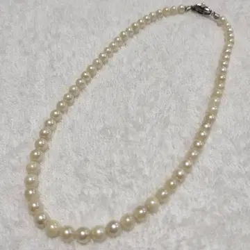 펄 목걸이 4~5mm 구슬 새상품급 실버 금장 장식 각인 화이트