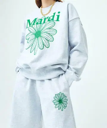 Mardi 플라워 프린트 트레이닝복 그레이
