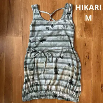 HIKARI 이슬이(히카리) 새와 구름 패턴 미니 원피스 튜닉 M