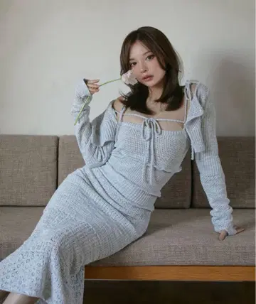 andMary Sabrina 프릴 세트 드레스 정품