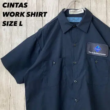 빈티지 구제 의류 CINTAS 와펜 반팔 워크 셔츠 사이즈 L 네이비