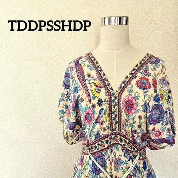 TDDPSSHDP 보헤미아 리조트 꽃무늬 프린트 반팔 롱 원피스