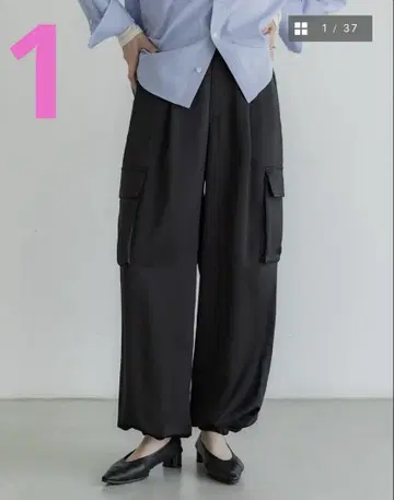crewre 매트 새틴 카고 팬츠 블랙 사이즈 1