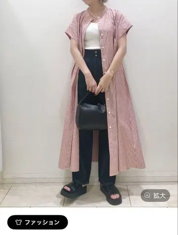 GLOBAL WORK 멀티 케어 프렌치 슬리브 셔츠 원피스