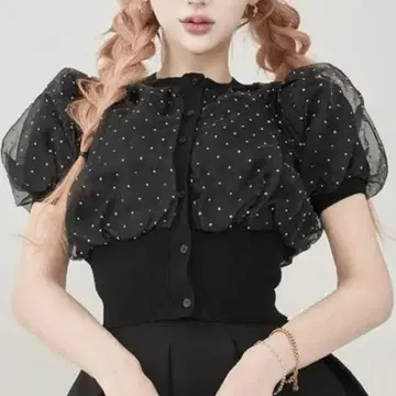 다리치 Darich 시어 도트 가디건 BLK