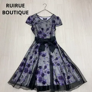 RUIRUE BOUTIQUE 튤 꽃무늬 허리 리본 원피스