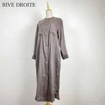 RIVE DROITE 린넨 100% 린넨 원피스 밴드 카라