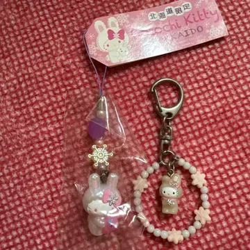 홋카이도 한정 눈 토끼 헬로키티 토끼 스트랩