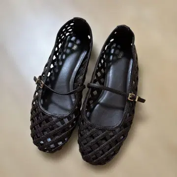 ZARA 자라 뜨개질 발레 슈즈 샌들 브라운 38