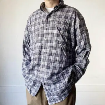 90s 랄프 로렌 BLAKE 버튼 다운 체크 무늬 긴팔 셔츠 XL