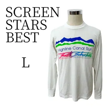 SCREEN STARS BEST 화이트 긴팔 T셔츠 상의 L