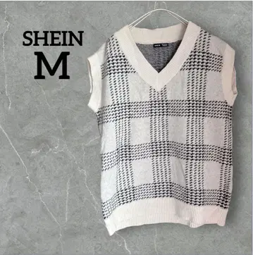 SHEIN [M] 체크 무늬 슬리브리스 스웨터 쉬인 빅