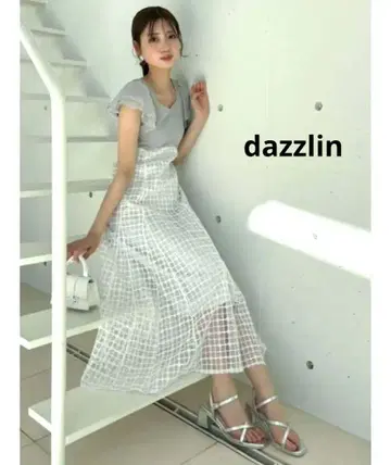 dazzlin 스팽글 코르셋 체크 원피스