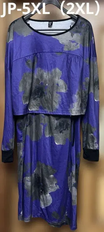 새상품급 JP-5XL (2XL) 보라색 꽃무늬 셋업 상하의 세트