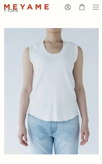 메야메 오블롱 목선 소매 없는 오블롱 메야메