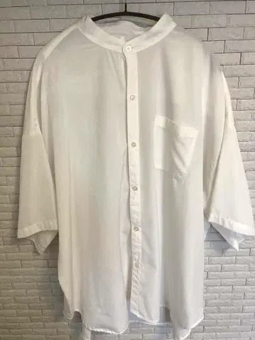 HALHAM 칼라 없는 화이트 셔츠 사이즈 XL