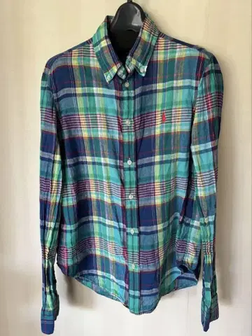 Ralph Lauren 린넨 100% 긴팔 셔츠 체크 무늬