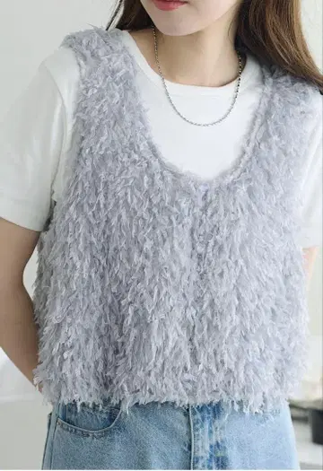 디스코트 그레이 프린지 슬리브리스 베스트