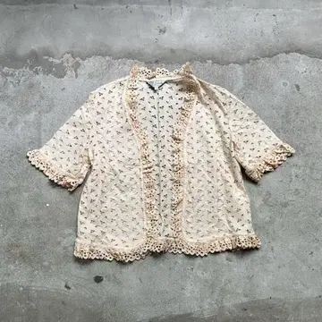 빈티지 구제 의류 코튼 레이스 볼레로 겉옷 걸리시 내추럴 레트로 여름옷