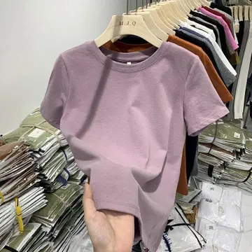 라벤더 코튼 반팔 티셔츠