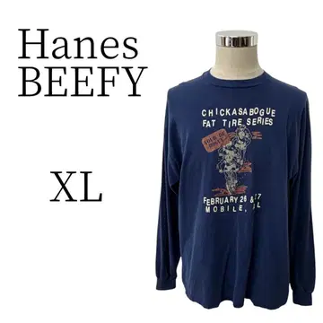 Hanes BEEFY 네이비 긴팔 티셔츠 상의 XL(LL)
