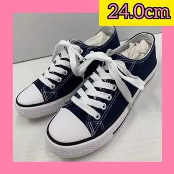 [ 24.0cm ] 여성용 새상품 캔버스 스니커즈 스트링 슈즈 네이비